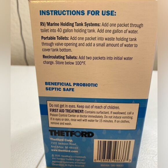 NIB Aqua Max 1 Box Holding Tank Treatment for RV/Portable Toilets - Camping - Picture 3 of 4